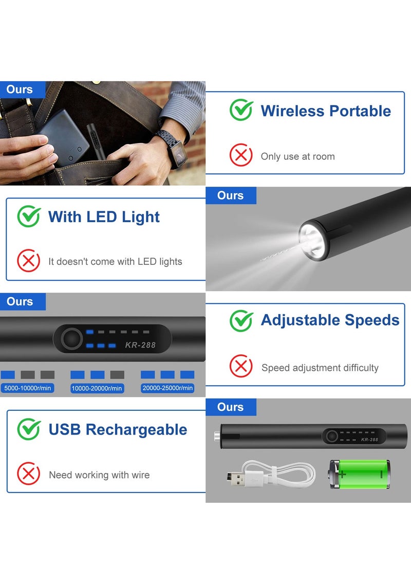 KASTWAVE Engraving Pen with LED Light - USB Rechargeable, 35bits, Mini Electric Engraving Machines Etching Pen, Cordless Handheld Etcher Tool for DIY Jewelry Metal Wood Stone Glass - Image 5