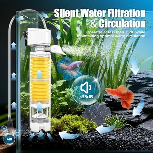 Vehipa Fish Tank Filters, 4-in-1 Aquarium Filter for Multi-Layer Filtration, Adjustable Oxygenation & Wavemaker, Ultra-Quiet Water Circulation for 40-70 Gallon Aquariums, 225GPH - Image 4