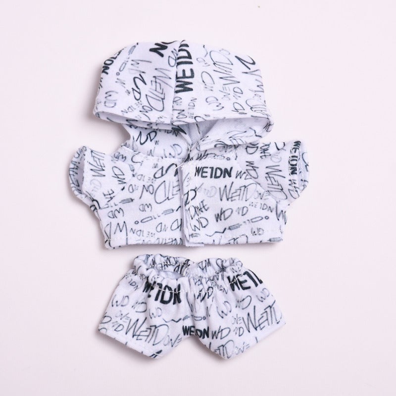 17cm LABUBU Hoodie Outfit Blind Box Accessories Tide cool letters hoodie two-piece set (baby clothes only, excluding dolls)