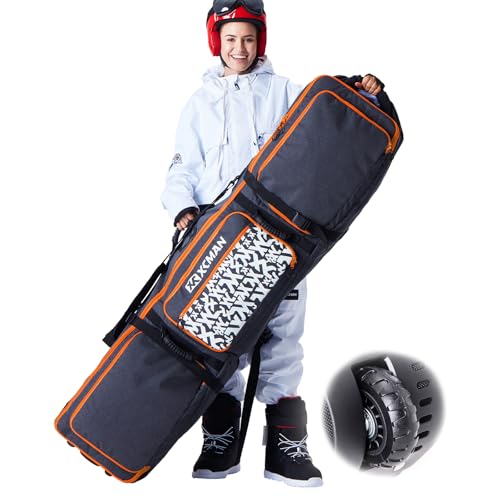 XCMAN Padded Snowboard Bag with Wheels, Extendable Roller Ski Bag for Air Traveling Adjustable Length - Extra Long/Wide/Deep,Waterproof - with Protection Ribs - Image 1