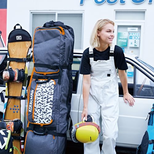 XCMAN Padded Snowboard Bag with Wheels, Extendable Roller Ski Bag for Air Traveling Adjustable Length - Extra Long/Wide/Deep,Waterproof - with Protection Ribs - Image 5