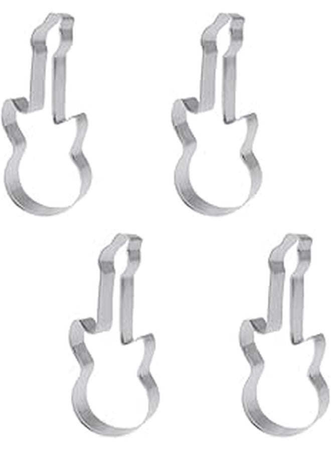Stainless Steel Guitar Cookie Cutter Set Music Note Shape 4pcs Baking Mold - Image 1