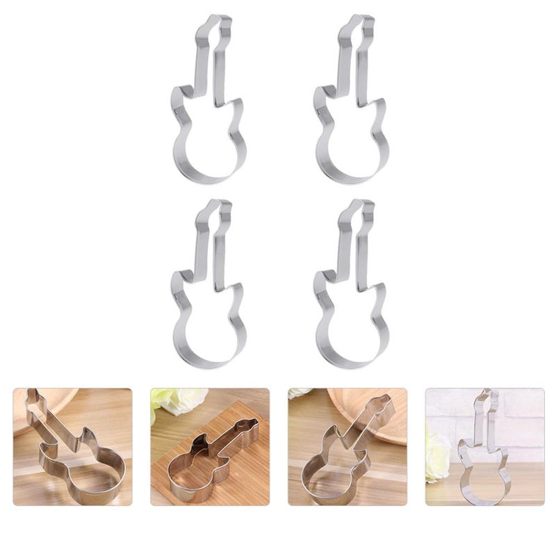 Stainless Steel Guitar Cookie Cutter Set Music Note Shape 4pcs Baking Mold - Image 4