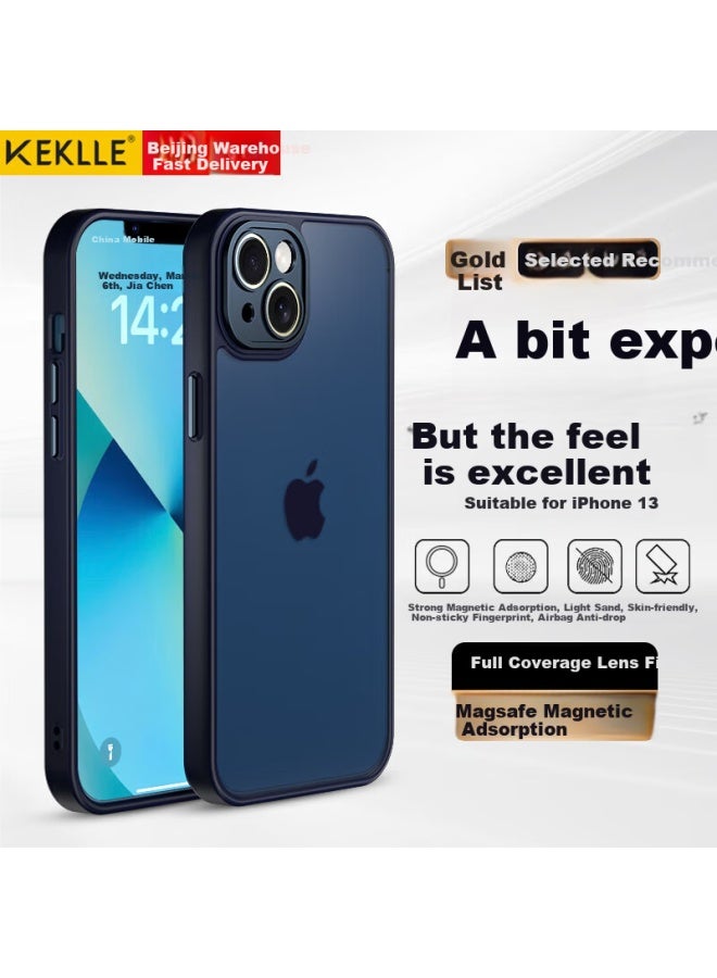 Keklle Matte Texture Iphone 13 Case, Apple 13 Protective Cover, Semi-transparent Matte Anti-drop Anti-fingerprint Lens Full Wrap Soft Edge Protective Case, Sapphire Blue - Image 1