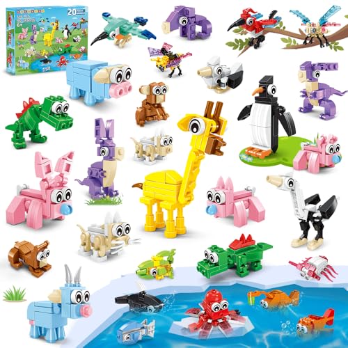 HOGOKIDS 20 Packs Party Favors for Kids 60 Kinds of Mini Animals Toy Building Block Set for Easter Valentines Day Classroom Prizes Goodie Bag Stuffers Birthday Gifts for Boys Girls Ages 612 - Image 1