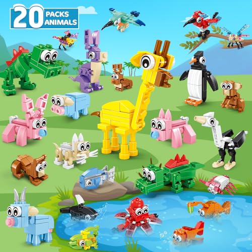 HOGOKIDS 20 Packs Party Favors for Kids 60 Kinds of Mini Animals Toy Building Block Set for Easter Valentines Day Classroom Prizes Goodie Bag Stuffers Birthday Gifts for Boys Girls Ages 612 - Image 5