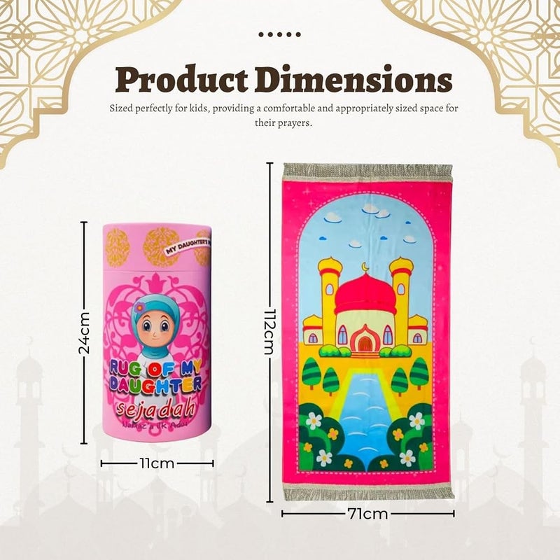 Home Smart Children Prayer Mat Gift for Boys and Girls Prayer Mat with Mini Camera Prayer Beads and Money Box Ideal for Ramadan Gift (Pink) - Image 2