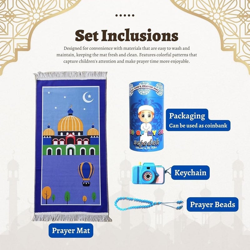 Home Smart Children Prayer Mat Gift for Boys and Girls Prayer Mat with Mini Camera Prayer Beads and Money Box Ideal for Ramadan Gift (Pink) - Image 3