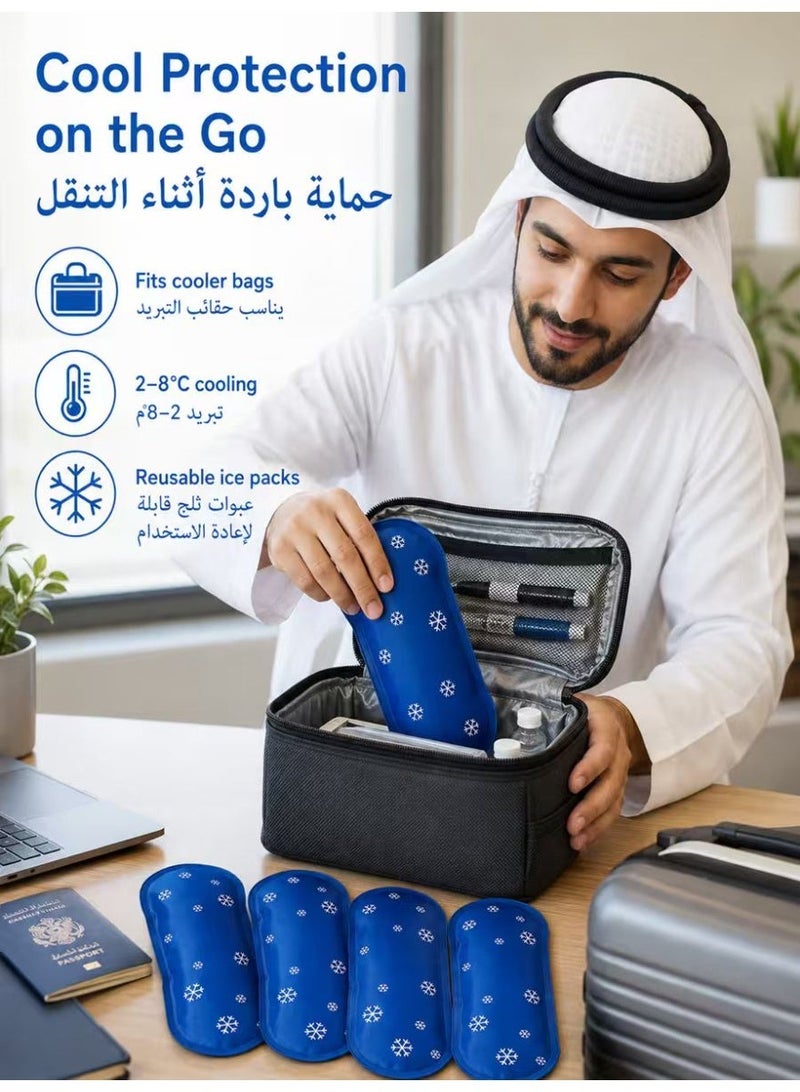 عبوات ثلج قابلة لإعادة الاستخدام لحافظة الأنسولين، الأدوية وحليب الأم - عبوات جل محمولة قابلة للتجميد (4 قطع) - Image 4