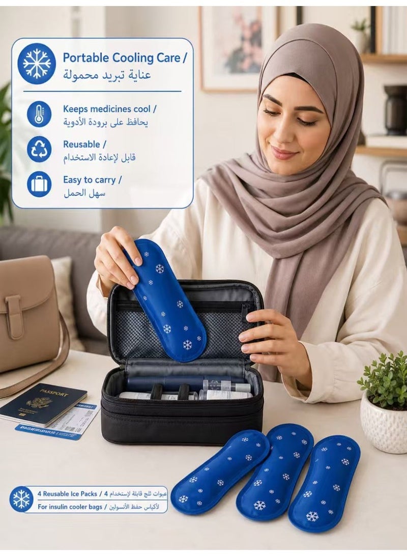 عبوات ثلج قابلة لإعادة الاستخدام لحافظة الأنسولين، الأدوية وحليب الأم - عبوات جل محمولة قابلة للتجميد (4 قطع) - Image 5