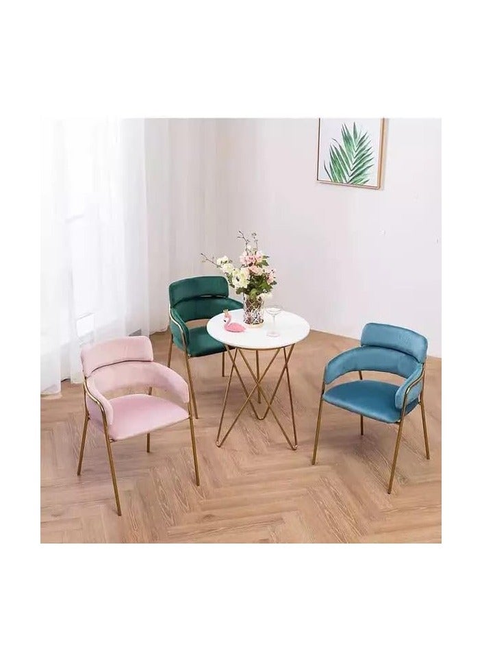 Poppins Home Poppins HOME  Fancy Light Luxury Style Golden Metal Leg Chair For Living Room Dressing Table Restaurant And Dining chair (Pink) - Image 3