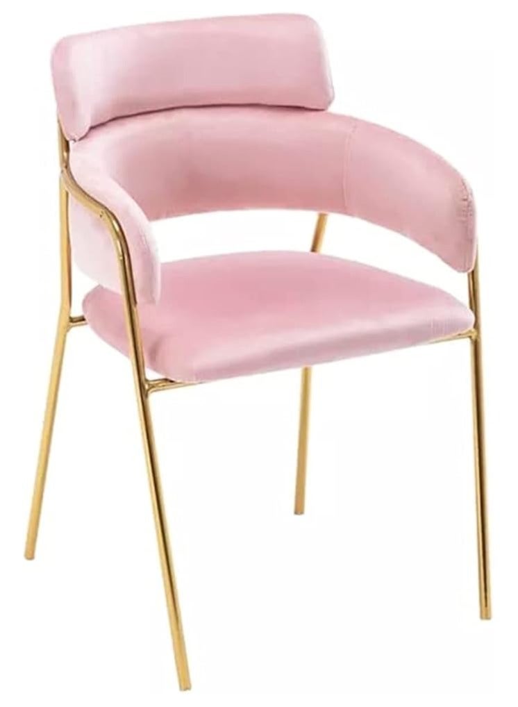 Poppins Home Poppins HOME  Fancy Light Luxury Style Golden Metal Leg Chair For Living Room Dressing Table Restaurant And Dining chair (Pink) - Image 1