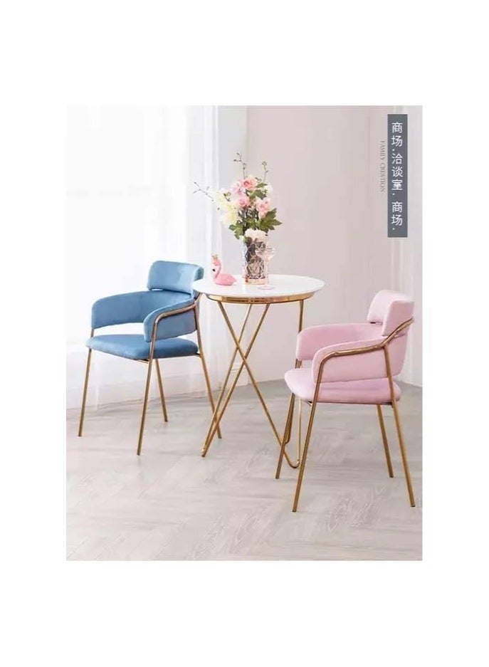 Poppins Home Poppins HOME  Fancy Light Luxury Style Golden Metal Leg Chair For Living Room Dressing Table Restaurant And Dining chair (Pink) - Image 5