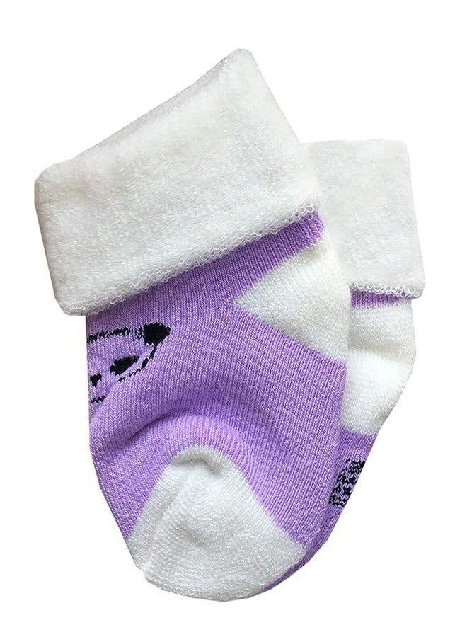 CUTEABLY Newborn Baby Socks, Warm Ankle Winter Crew Set, (Mix-Print) (IN, Age, 0 Months, 6 Months, 4, Multicolour) - Image 2