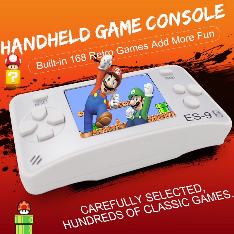 Portable Game Console 8 Bit Retro Handheld Game Player Built-in 168 Classic Games - Silver - Image 1