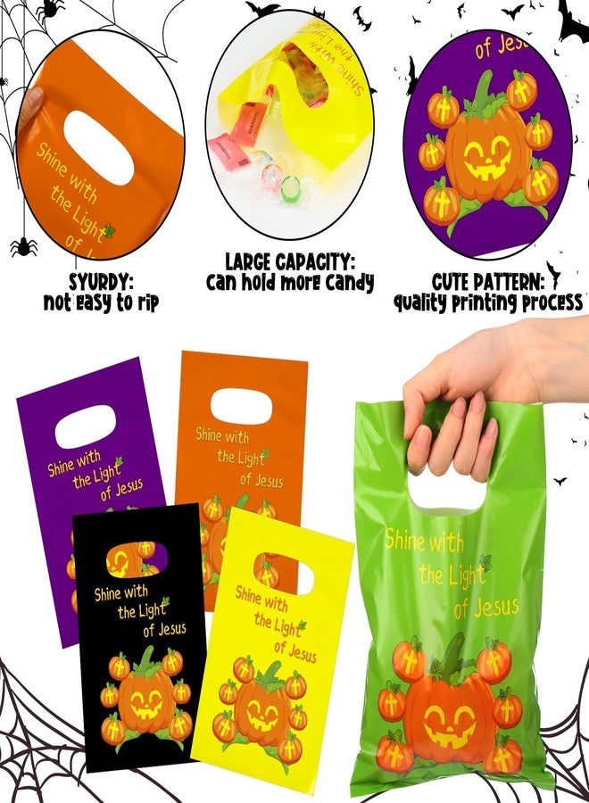 Tenceur 300 Pcs Halloween Religious Pumpkin Candy Bags for Kids Bulk Christian Jesus Bible Gift Goody Halloween Bags for Party Favor - Image 3