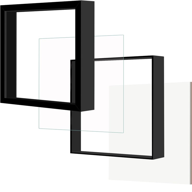 PICRIT 5x5 مربع الظل مربع الإطار مربع العلبة مع عالي الوضوح زجاج حقيقي والظهر الأسود لتذكارات الأطفال عناصر حفلات الزفاف تذاكر الحرف والصور الأسود - Image 4