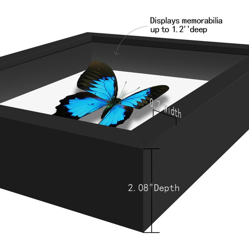 PICRIT 5x5 مربع الظل مربع الإطار مربع العلبة مع عالي الوضوح زجاج حقيقي والظهر الأسود لتذكارات الأطفال عناصر حفلات الزفاف تذاكر الحرف والصور الأسود - Image 3