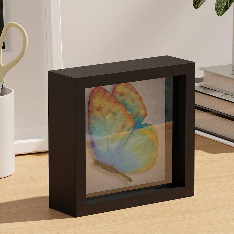 PICRIT 5x5 مربع الظل مربع الإطار مربع العلبة مع عالي الوضوح زجاج حقيقي والظهر الأسود لتذكارات الأطفال عناصر حفلات الزفاف تذاكر الحرف والصور الأسود - Image 5