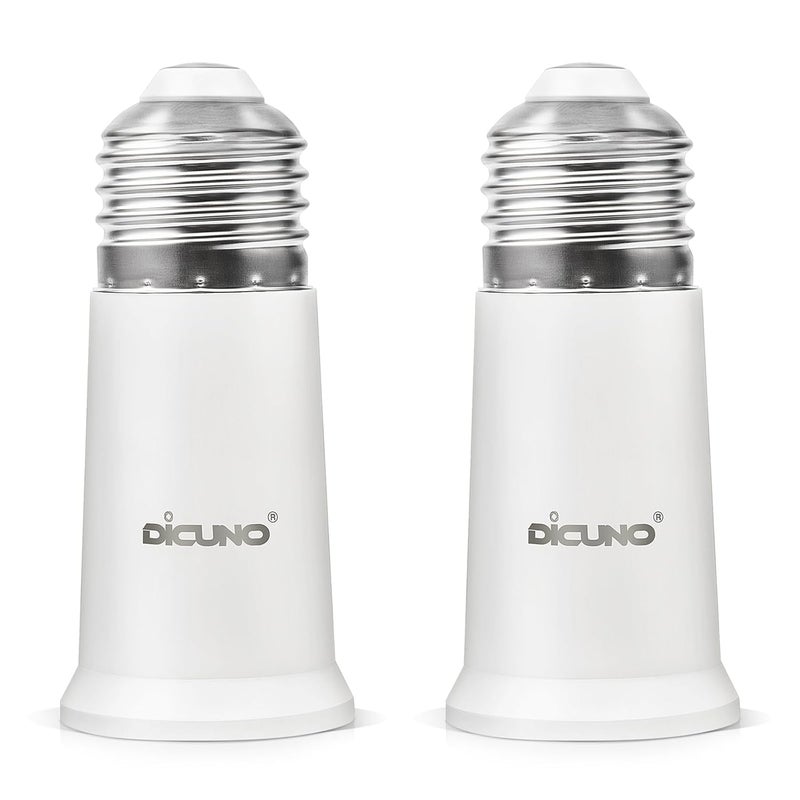 DiCUNO E26 Socket Extender, E26 Standard Medium Base Lamp Bulb Socket Adapter of 5CM/1.97 Inch Extension, Max 200W, Light Bulb Extender, 2 Pcs - Image 1