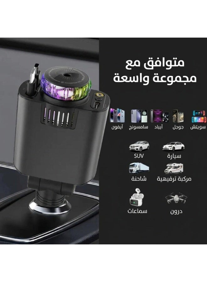 5-in-1 Smart Car Charger with Aroma Diffuser & Starlight | Built-in iPhone & Type-C Cables with 3 Perfumes - Image 3