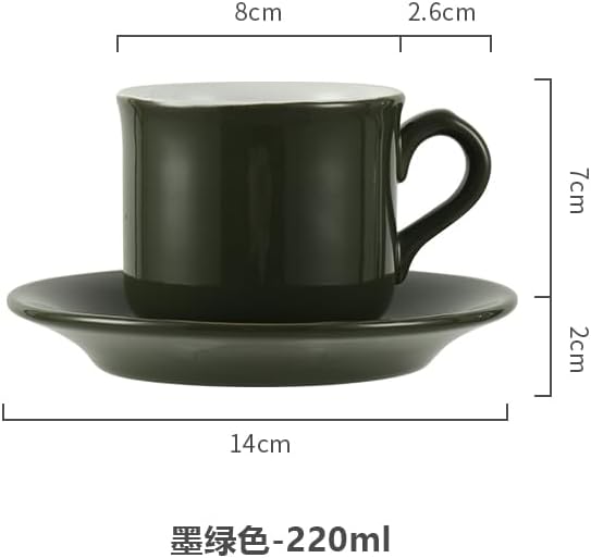 London Pottery Farmhouse Cup and Saucer for for Latte Cappuccino Tea Green 75 fl oz220ml - Image 2