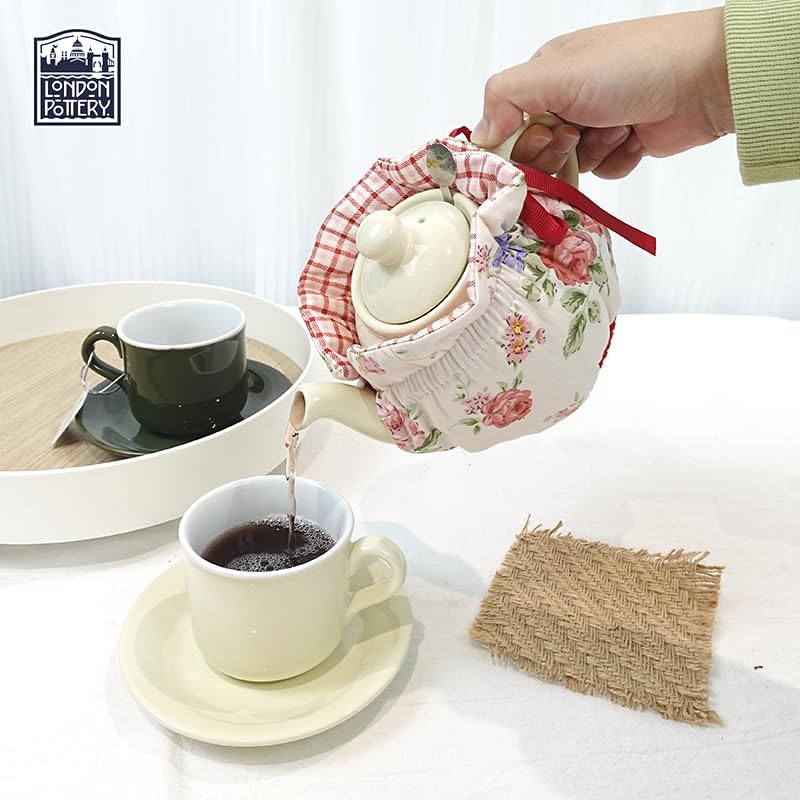 London Pottery Farmhouse Cup and Saucer for for Latte Cappuccino Tea Green 75 fl oz220ml - Image 4