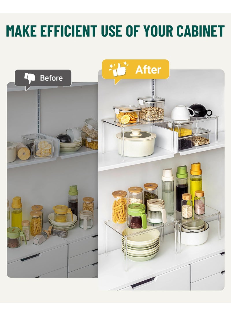 كيلا منظم خزانة أكريليك، مجموعة من منظمي الرفوف، منظم رف التوابل للخزانة، منظم سطح المكتب، أرفف قابلة للتكديس لتخزين وتنظيم المطبخ - Image 4