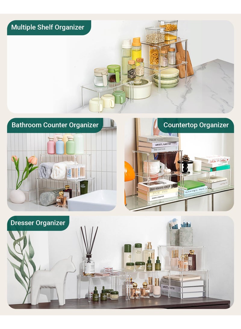 كيلا منظم خزانة أكريليك، مجموعة من منظمي الرفوف، منظم رف التوابل للخزانة، منظم سطح المكتب، أرفف قابلة للتكديس لتخزين وتنظيم المطبخ - Image 3