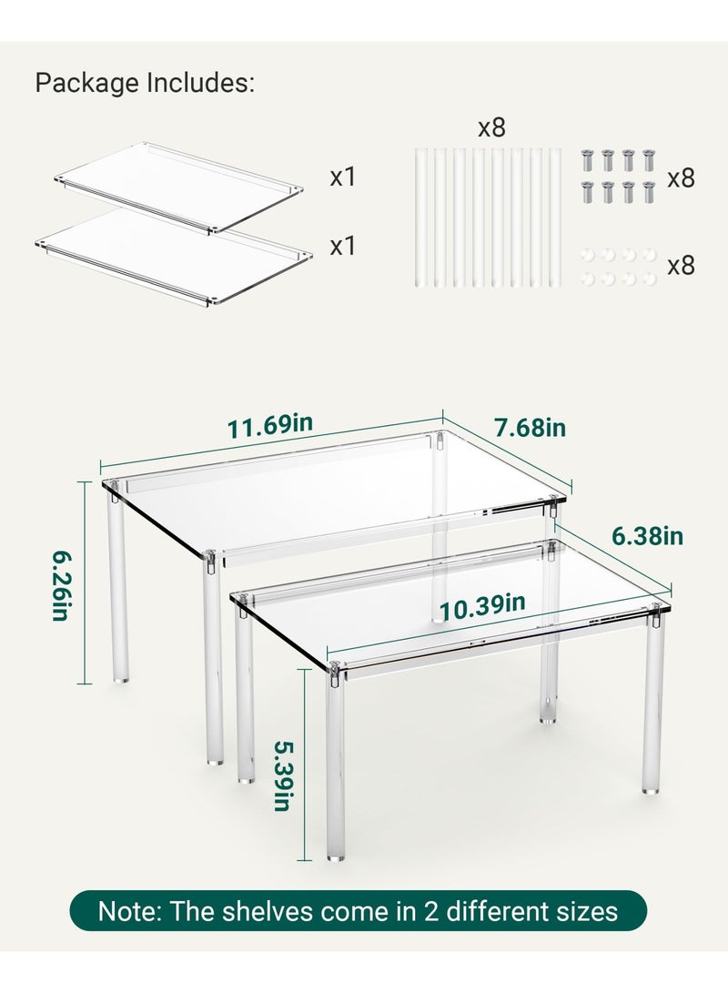 كيلا منظم خزانة أكريليك، مجموعة من منظمي الرفوف، منظم رف التوابل للخزانة، منظم سطح المكتب، أرفف قابلة للتكديس لتخزين وتنظيم المطبخ - Image 2