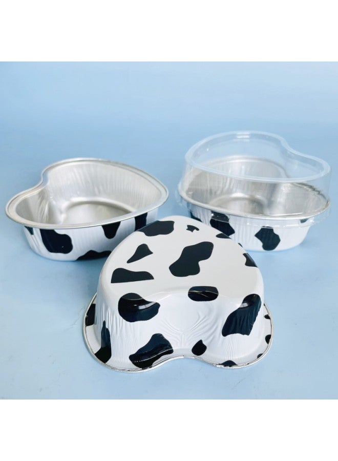 Thickened Colorful Heart-shaped Baking Cups Pudding Cake Oven Special Aluminum Foil High-temperature Resistant Box Mooncake Tray-Color:True Love Life Bottom Box + Plastic Cover  - Image 5