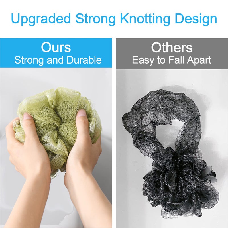 AmazerBath Loofah Sponge 60g/Piece, Exfoliating Bath Sponge Body Scrubber, Loofa Set of 4 - White Grey-Pink-Army Green-Green - Image 4