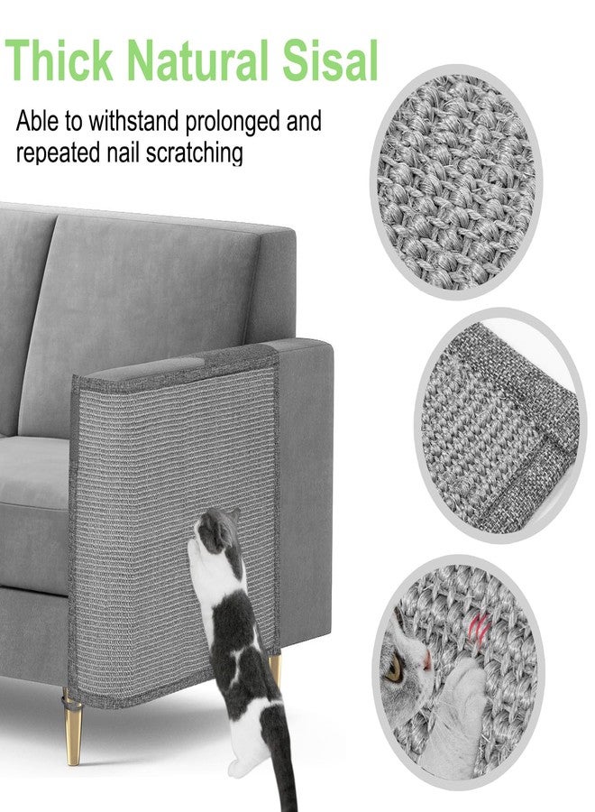 Oroonoko Cat Scratch Couch Protector,23.6" L*19.7" W Scratching Furniture Protector Pad,Cat Scratch Sofa Arm Sheild with Grey Natural Sisal for Protecting Couch Sofa Chair Furniture (Grey/Left Hand) - Image 3