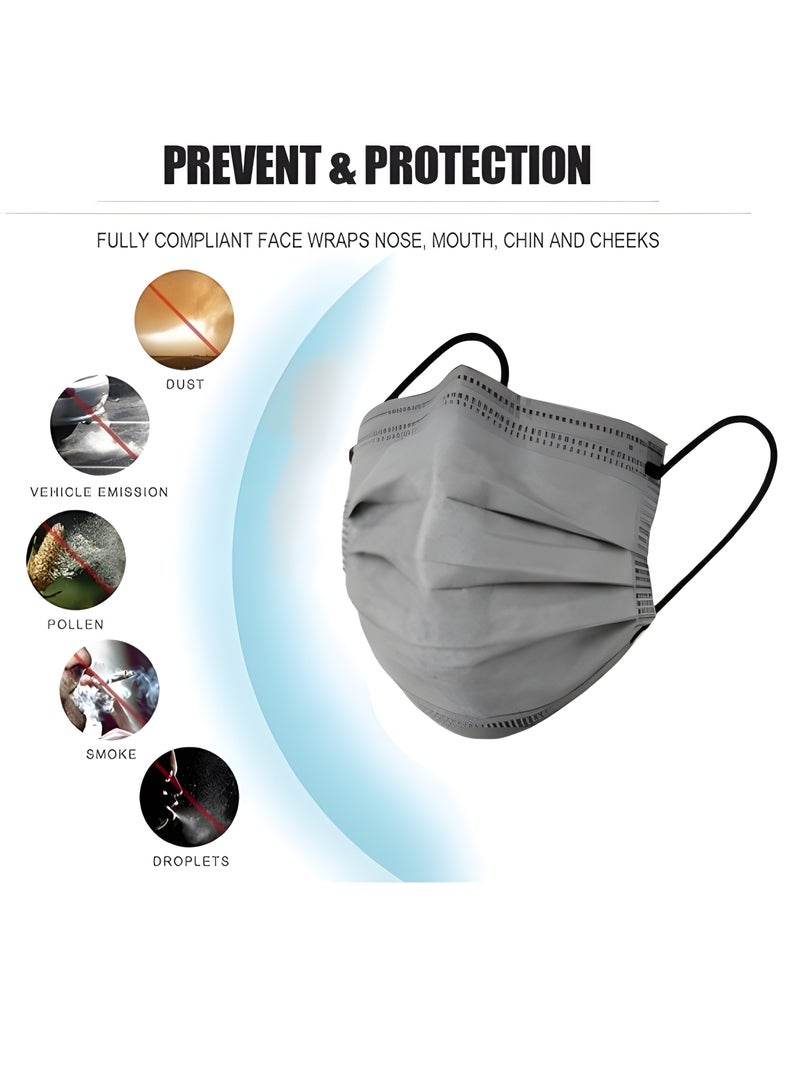 50 Pcs Disposable Masks in 5 Colors (White, Black, Hazy Gray, Vermilion Green, And Khaki Gray), Containing Activated Carbon and Meltblown Layers, Providing Four Layers of Protection, Effectively Blocking Dust, Pollen, And Droplets, With Comfortable Ear Loops, Suitable for Daily Wear - Image 2
