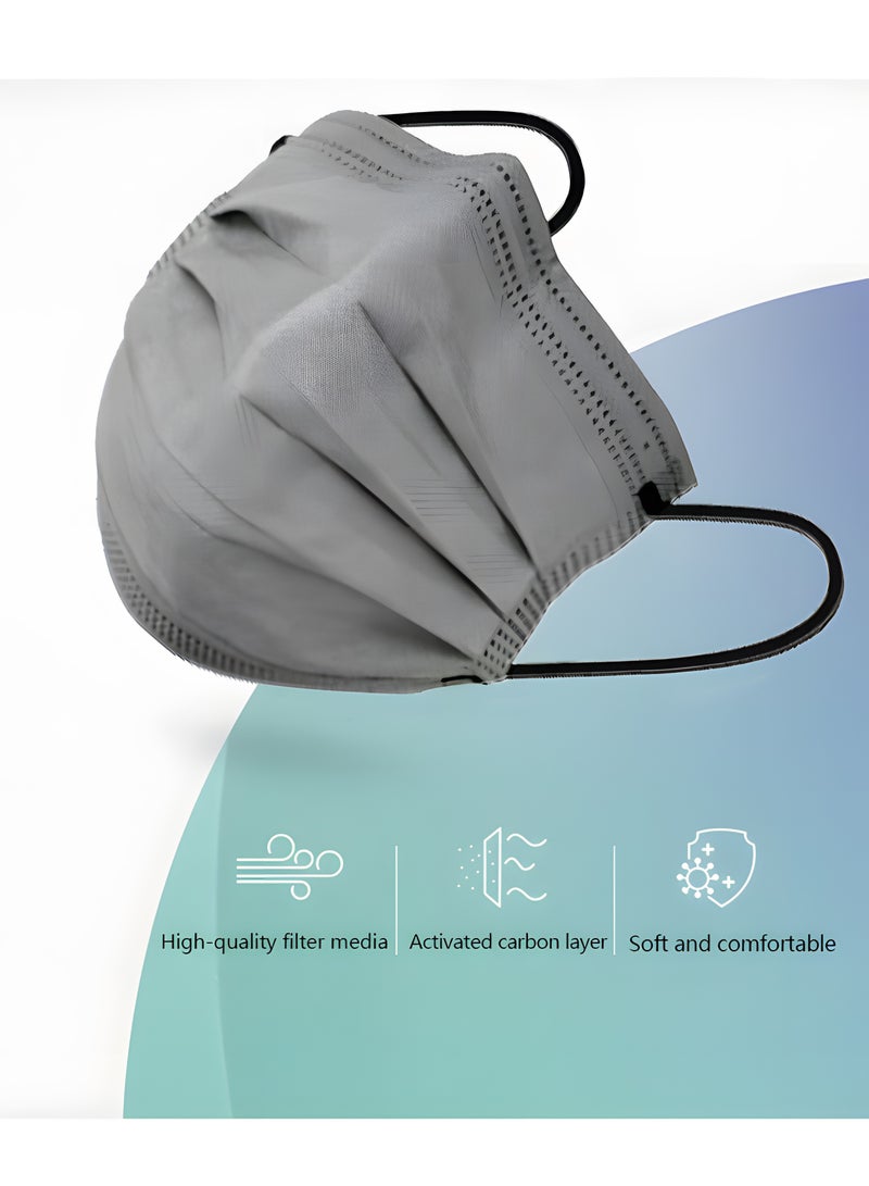 50 Pcs Disposable Masks in 5 Colors (White, Black, Hazy Gray, Vermilion Green, And Khaki Gray), Containing Activated Carbon and Meltblown Layers, Providing Four Layers of Protection, Effectively Blocking Dust, Pollen, And Droplets, With Comfortable Ear Loops, Suitable for Daily Wear - Image 3