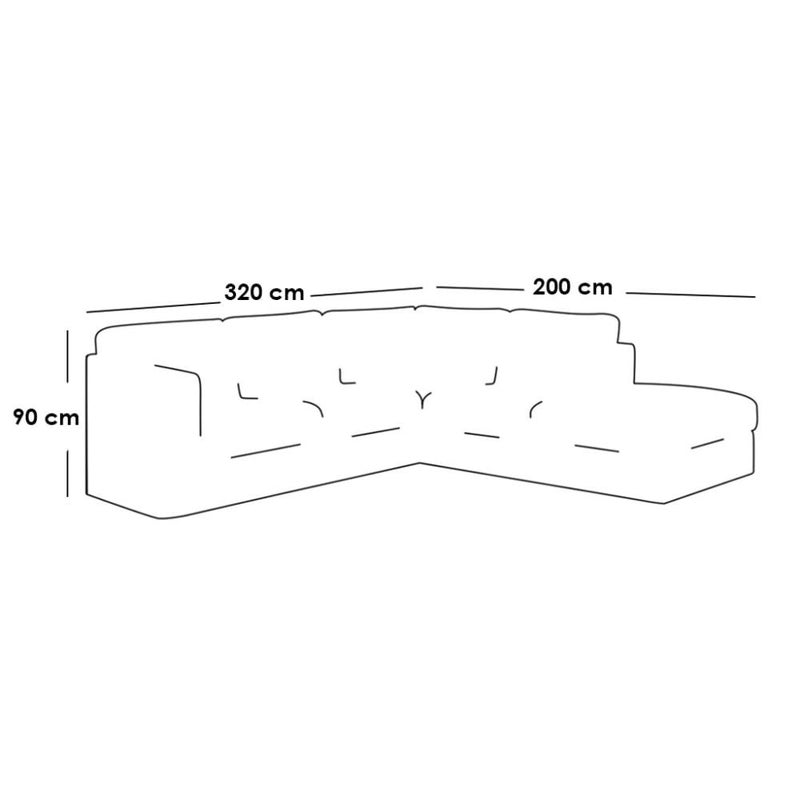 بيتك كنبة زاوية 320×200×90 سم - رمادي - Image 2