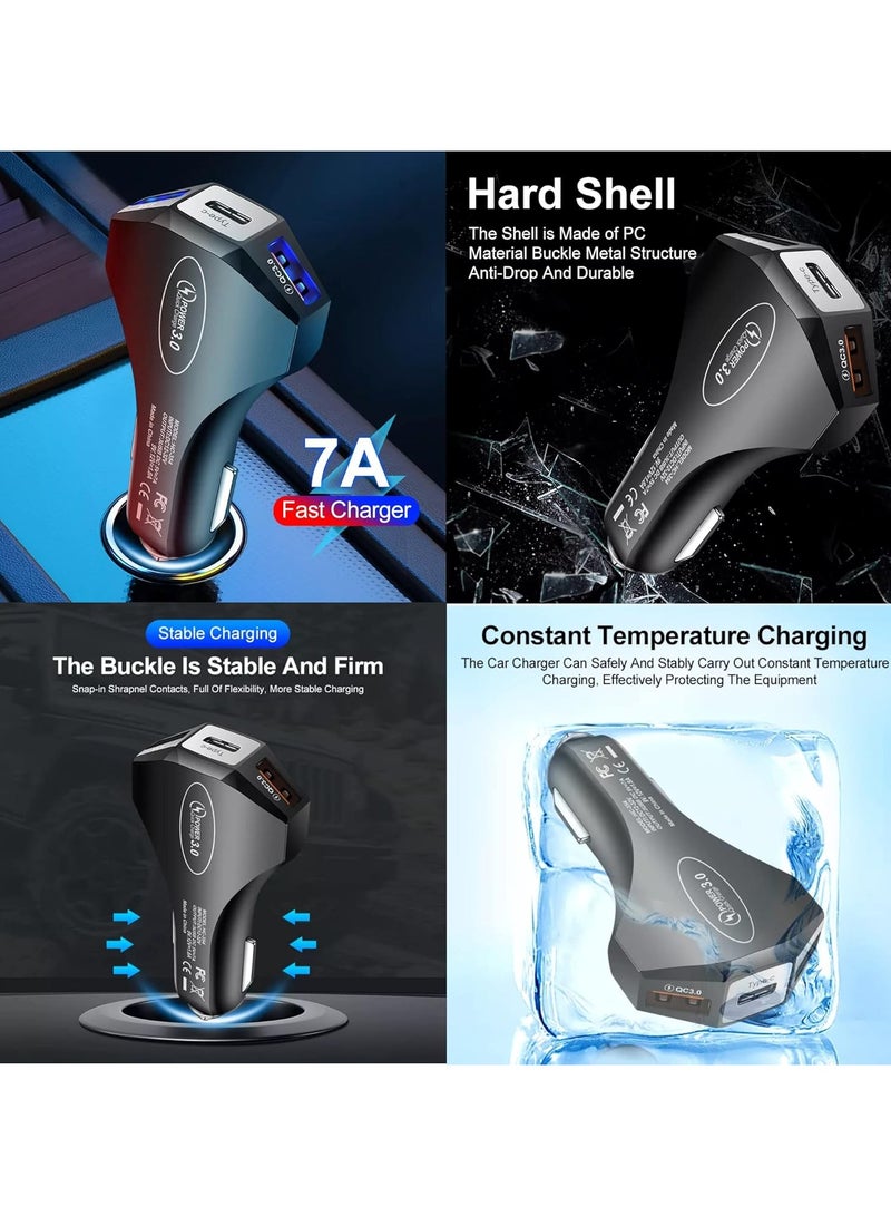 Car Charger, 35W Type C + Dual USB QC 3.0 Car Charger with Safety Hammer, Fast Charging for iPhone 14 Pro Max, 13, 12, iPad Air/Mini, Samsung Galaxy S21, Note 20, and More - Image 4