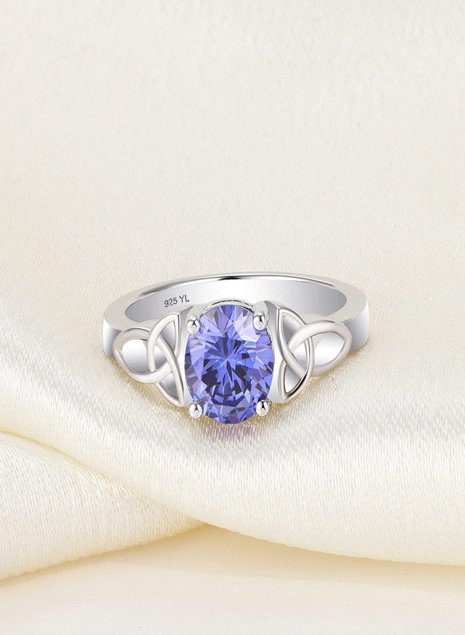 YL Celtic Knot Rings for Women 925 Sterling Silver Round Cut Created Tanzanite Statement Ring-size10 - Image 5