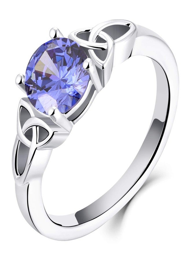 YL Celtic Knot Rings for Women 925 Sterling Silver Round Cut Created Tanzanite Statement Ring-size10 - Image 1