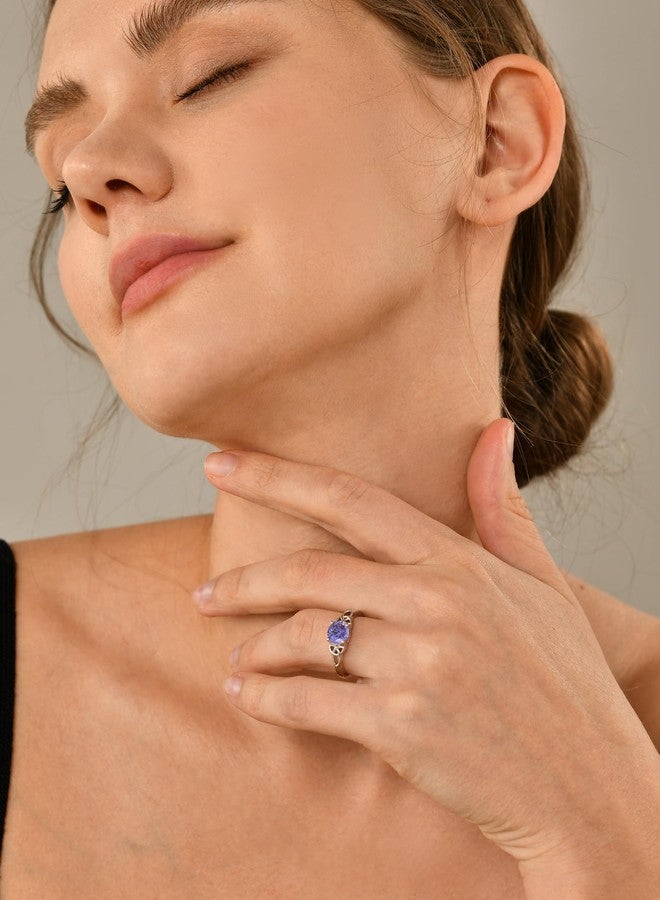 YL Celtic Knot Rings for Women 925 Sterling Silver Round Cut Created Tanzanite Statement Ring-size10 - Image 3