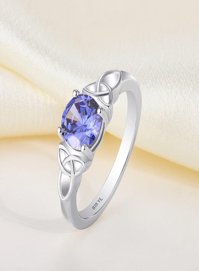 YL Celtic Knot Rings for Women 925 Sterling Silver Round Cut Created Tanzanite Statement Ring-size10 - Image 4