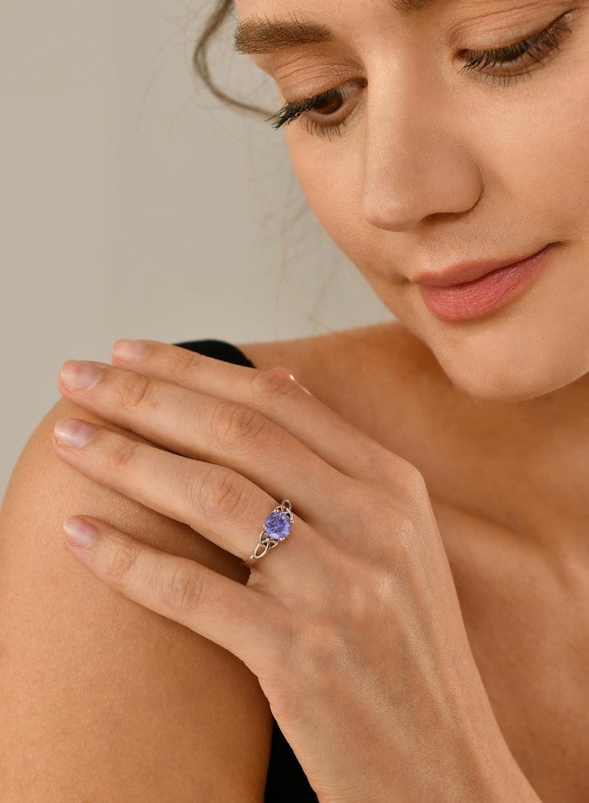 YL Celtic Knot Rings for Women 925 Sterling Silver Round Cut Created Tanzanite Statement Ring-size10 - Image 2