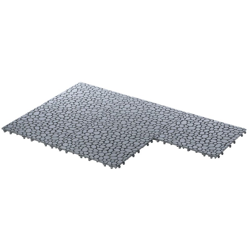 Gardenised QI003970.5 Interlocking Cobbled Stone Look Garden Pathway Tiles, Decorative Floor Grass Pavers Anti-Slip Mat, 5 Pack, Gray - Image 3