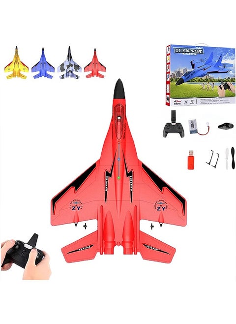 Rc Plane  2.4ghz Rc Remote Control Fighter Model Toy   Remote Control Fighter Jet  360° Remote Control Glider Airplanes with Lights  ZY530 Rc Fighter Jet Plane (A)