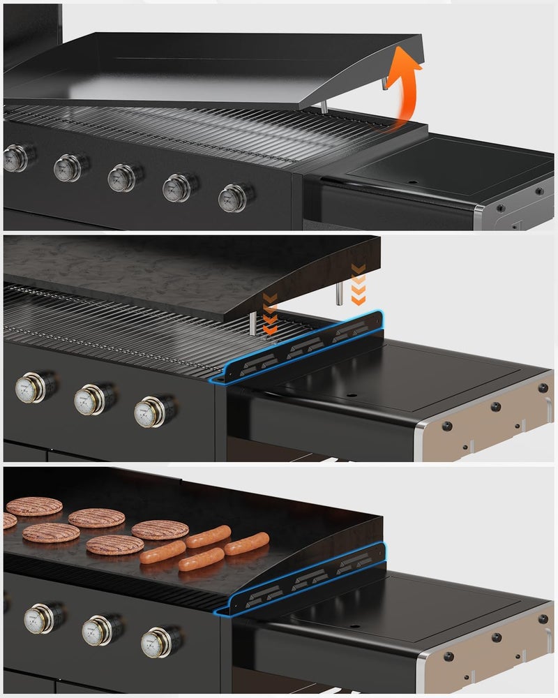 BAIPOK Wind Guards for Blackstone 36 Inch Griddle, Magnetic Stainless Steel Wind Screen for Blackstone Grill, Blackstone Griddle Accessories, No tools Easy to install, Compatible with Hood Side Shelf, Black - Image 5