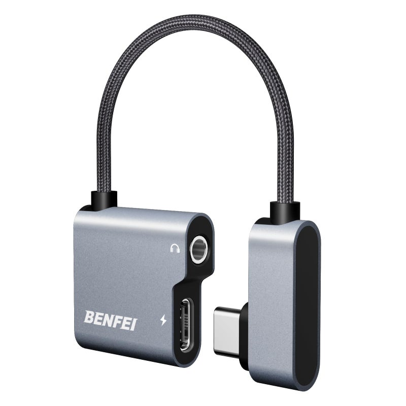 BENFEI USB C to 3.5mm Headphone Jack Adapter with PD 60W DAC Chip - Compatible with iPhone 15, Galaxy S24, Pixel 8 - Image 2