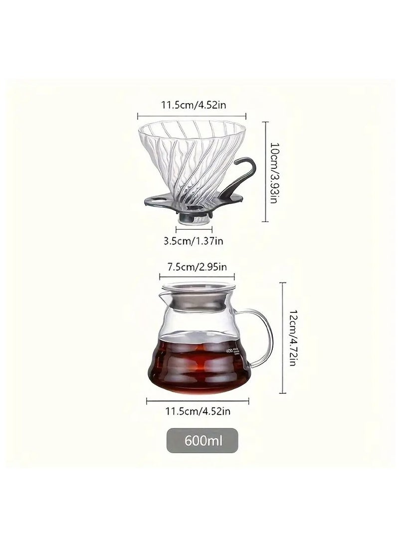 Arabest Glass Coffee Press and Pour Over Starter Set, 600ML Glass Carafe Coffee Server with Glass Coffee Dripper/Filter, Drip Coffee Maker Set for Home or Office  - Image 3