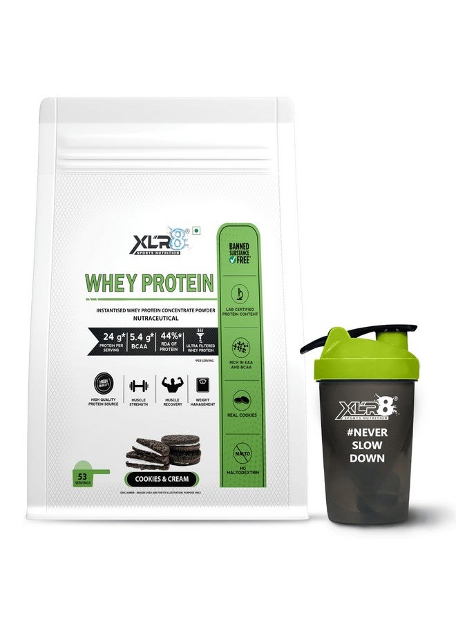XLR8 Whey Protein Powder with 24 g Protein Content & 5.4 g BCAA, With Shaker (1814 g (Pack of 1), Cookies & Cream) - Image 1