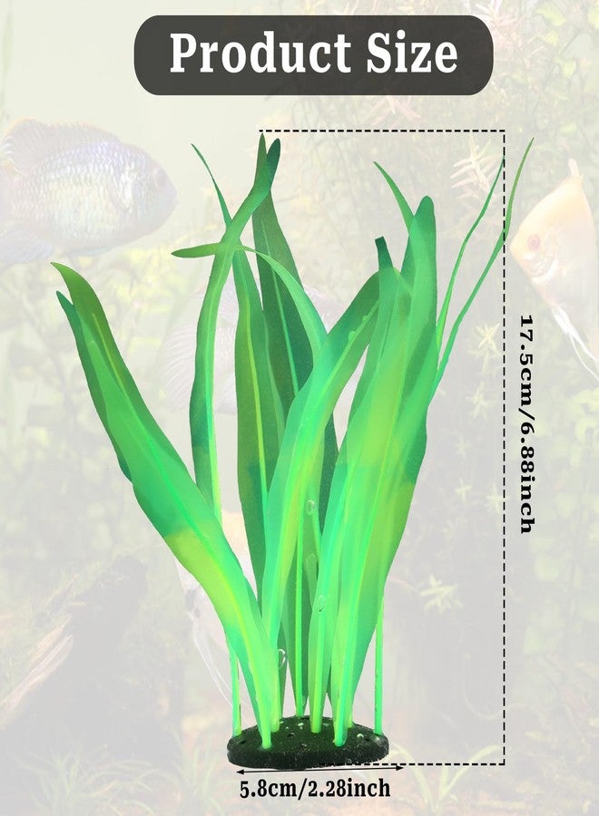 Styquenzer Silk Aquarium Plants, 7 Inch Tall Floating Glowing Decoration Plant Simulation Artificial Aquarium Plant Silk Fish Plants for Betta Fish Tank Decor Accessories, Green - Image 2