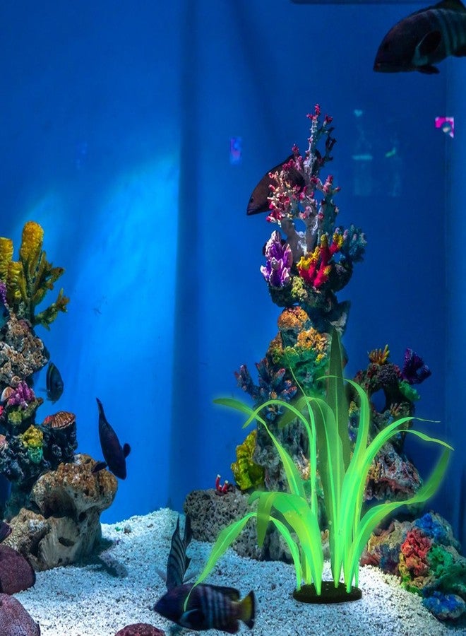 Styquenzer Silk Aquarium Plants, 7 Inch Tall Floating Glowing Decoration Plant Simulation Artificial Aquarium Plant Silk Fish Plants for Betta Fish Tank Decor Accessories, Green - Image 5